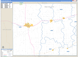 Red Willow County, NE Wall Map Zip Code Basic Style 2026